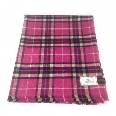 Pure Wool Tweed Blanket/Bedspread/Throw Pink & Navy Check 1883/49